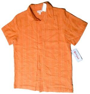 Cat & Jack Boys Orange Copper Textured Button‑Up Shirt Size Large (10/12)